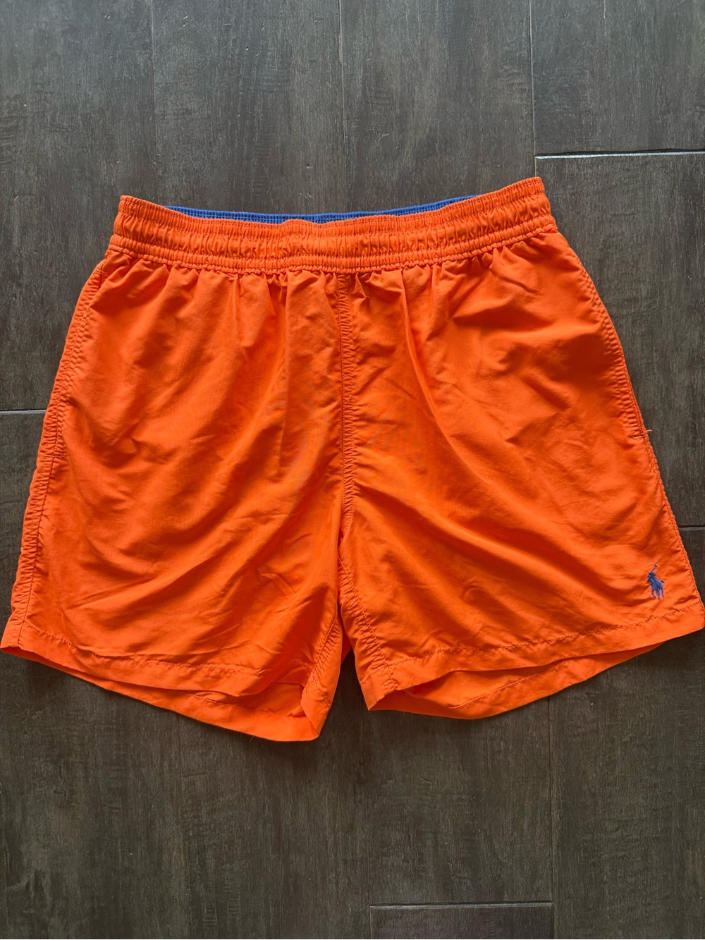 Polo Ralph Lauren Men’s Swim Trunks Orange Blue Pony Drawstring Mesh Lined M